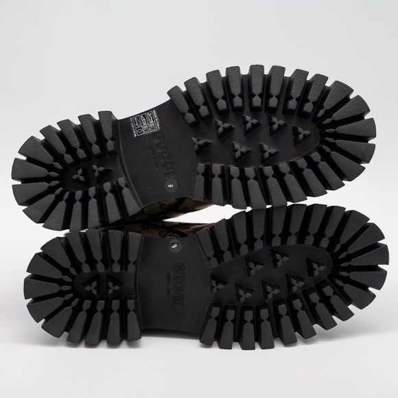 size 9G 9.5 US Gucci Boots Chelsea Beige Brown Black Canvas Ankle GG Monogram - Picture 6 of 11